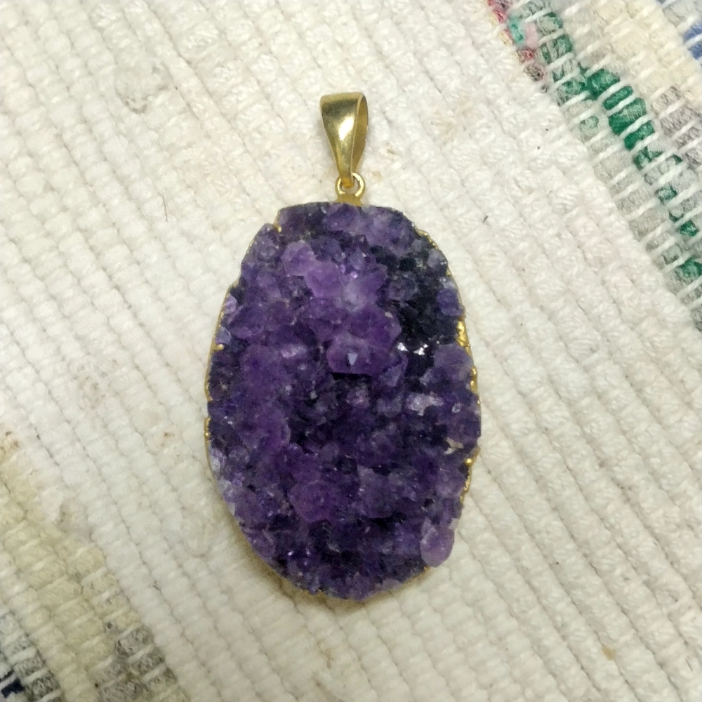 Purple Amethyst Druzy Pendant Necklace